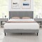 Platform Bed Frame with Linen Upholstered Wing-back Headboard and Solid Wood Legs